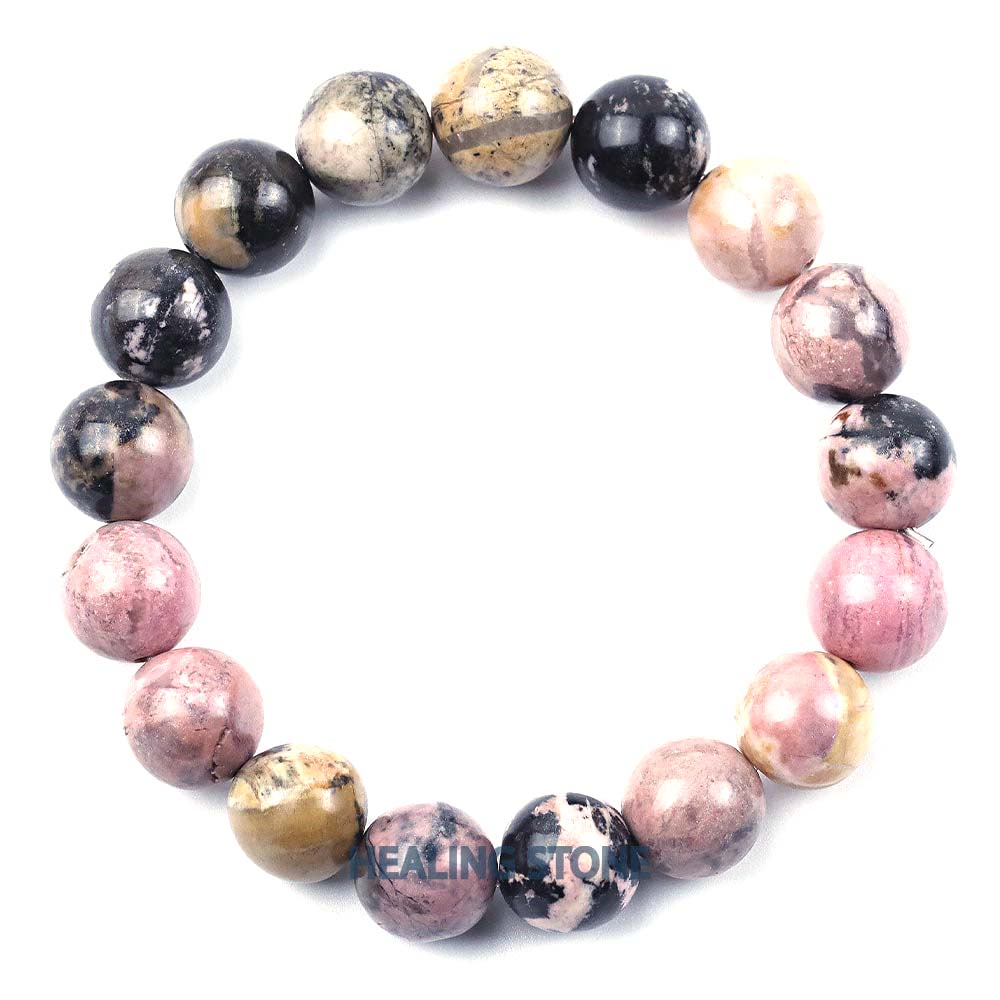 Black Stripe Rhodochrosite Stone Bracelet