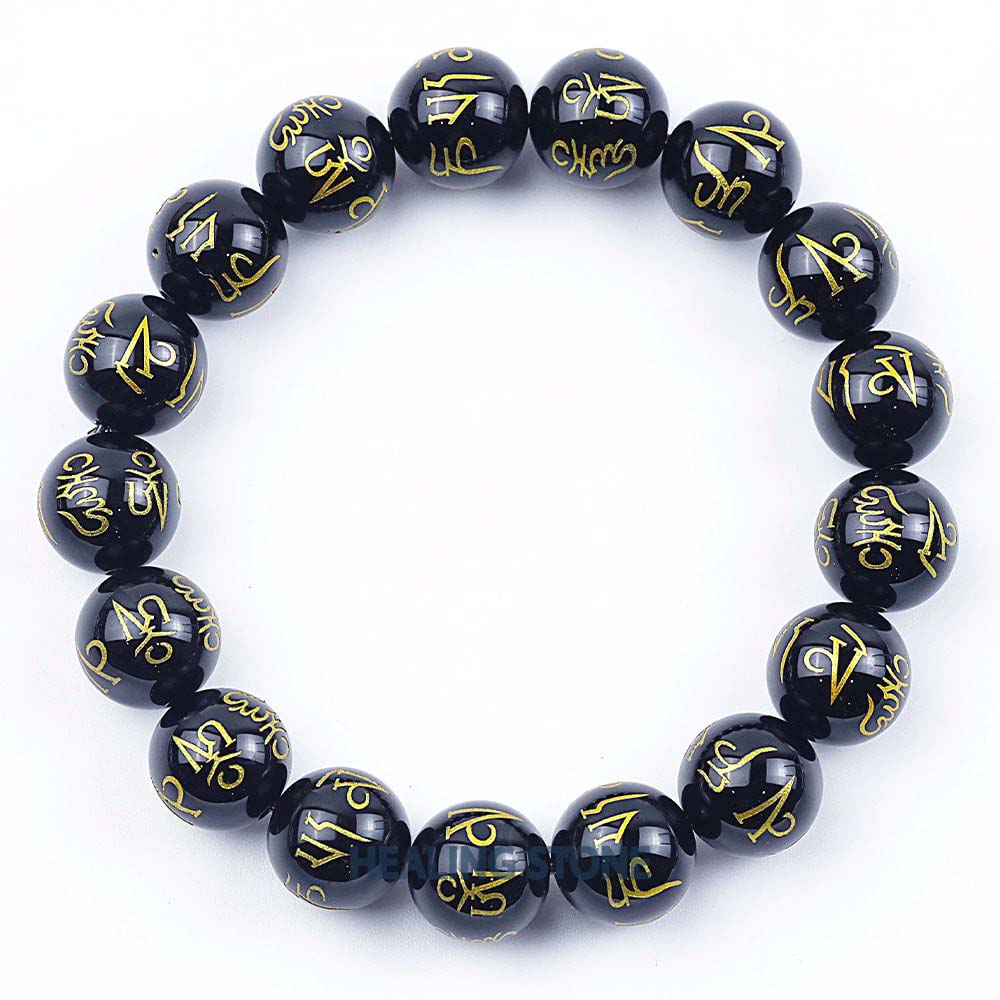 Black Onyx Mantra Stone Bracelet
