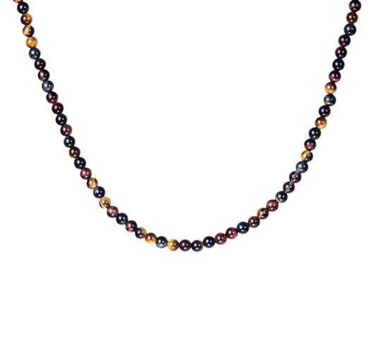 Golden Brown/Red/Black Mixed Tiger Eye Stone Necklace 28inch