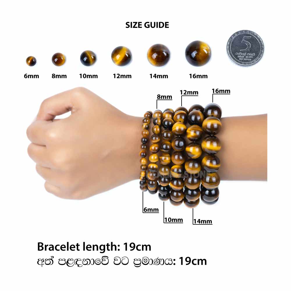Golden Tigers Eye Natural Stone Bracelet | PlayHardLookDope L 8'' / 10mm / Gold