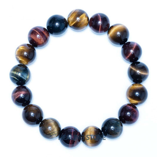 රන්වන් දුඹුරු/රතු/කළු මිශ්ර ටයිගර් අයි පාෂාණ පළඳනාව